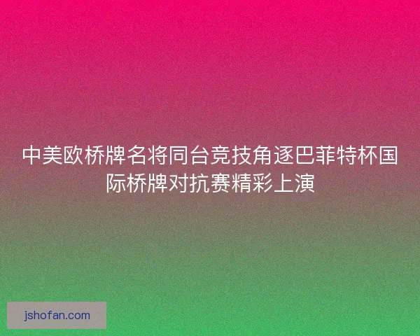 中美欧桥牌名将同台竞技角逐巴菲特杯国际桥牌对抗赛精彩上演