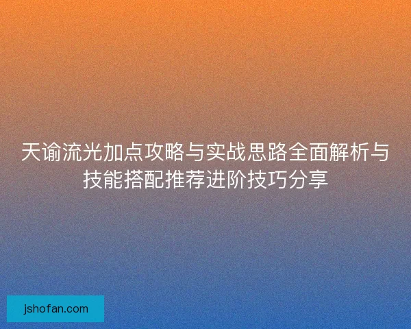 天谕流光加点攻略与实战思路全面解析与技能搭配推荐进阶技巧分享