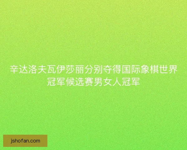 辛达洛夫瓦伊莎丽分别夺得国际象棋世界冠军候选赛男女人冠军